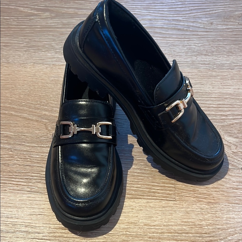 Zara Black and Silver Slip-On Loafers